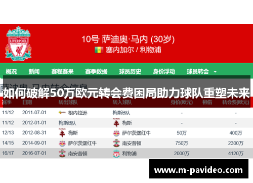 如何破解50万欧元转会费困局助力球队重塑未来