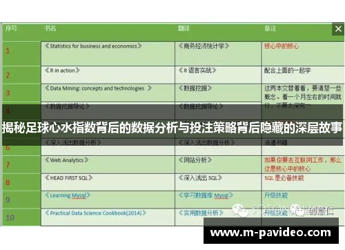 揭秘足球心水指数背后的数据分析与投注策略背后隐藏的深层故事