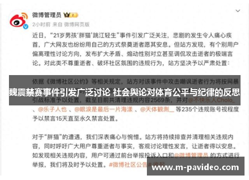魏震禁赛事件引发广泛讨论 社会舆论对体育公平与纪律的反思