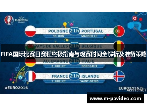 FIFA国际比赛日赛程终极指南与观赛时间全解析及准备策略